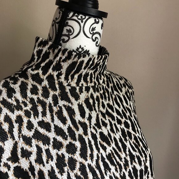 LOFT Plus Animal Spotted Mock Neck Top - Black Tan - Size 14 Plus - Picture 7 of 7